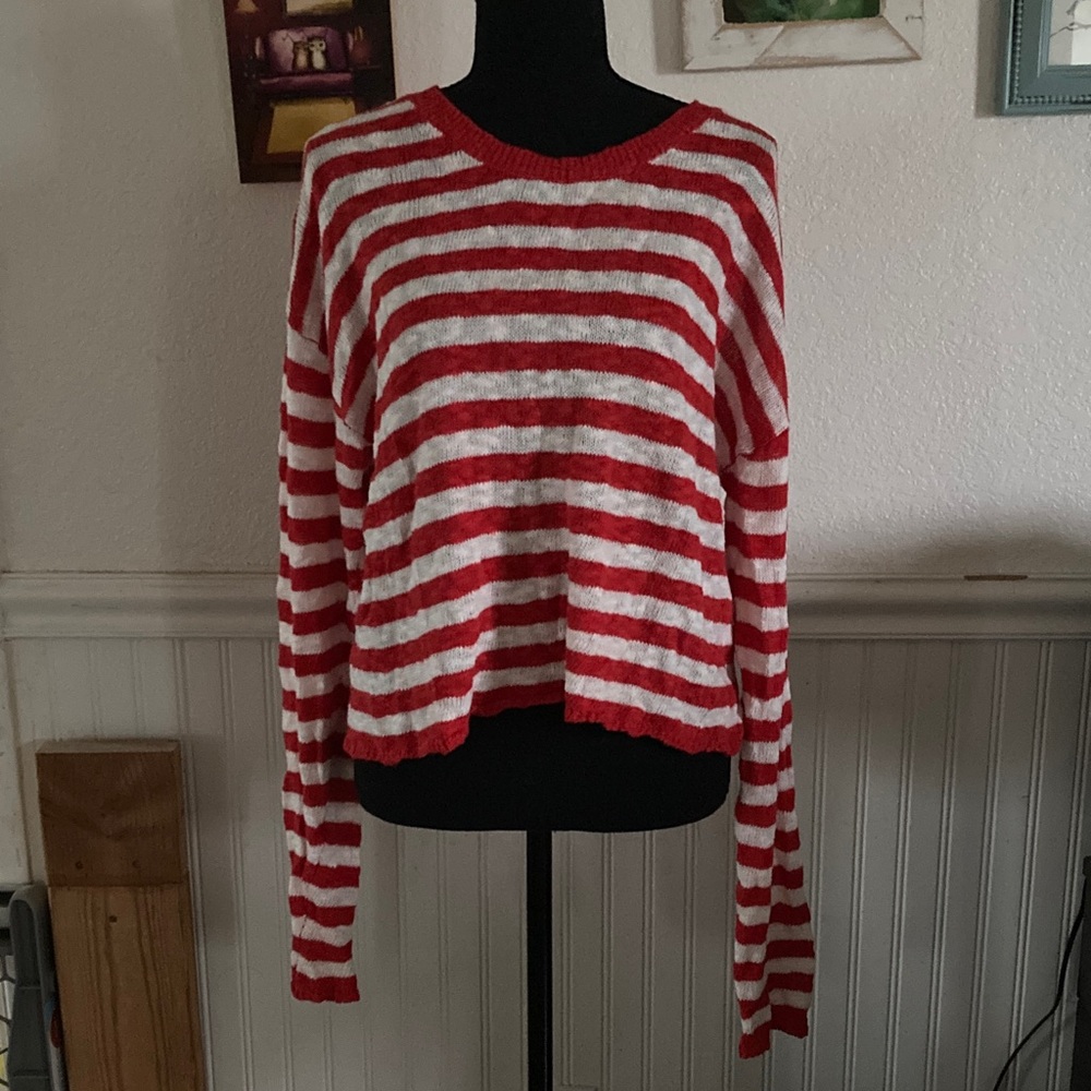 Beach Riot Red and White Striped Women's Sweater Sz S